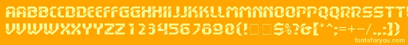 HanssonStencilMnBold-Schriftart – Gelbe Schriften auf orangefarbenem Hintergrund