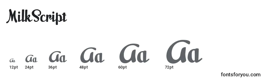 MilkScript Font Sizes