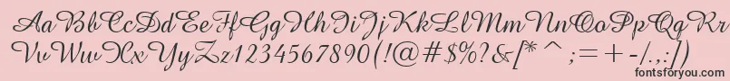 Fonte GeAmazoniaScriptNormal – fontes pretas em um fundo rosa