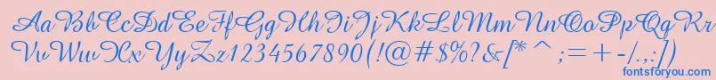GeAmazoniaScriptNormal-Schriftart – Blaue Schriften auf rosa Hintergrund