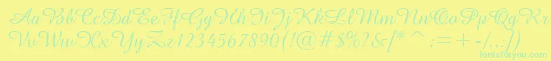 GeAmazoniaScriptNormal Font – Green Fonts on Yellow Background