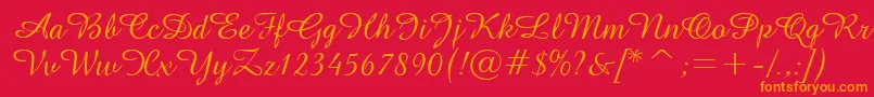 GeAmazoniaScriptNormal Font – Orange Fonts on Red Background