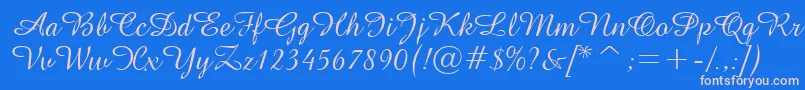 GeAmazoniaScriptNormal Font – Pink Fonts on Blue Background