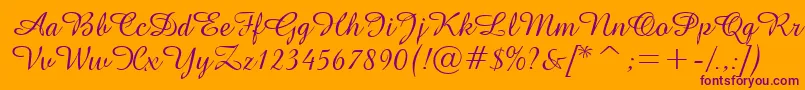 GeAmazoniaScriptNormal-Schriftart – Violette Schriften auf orangefarbenem Hintergrund