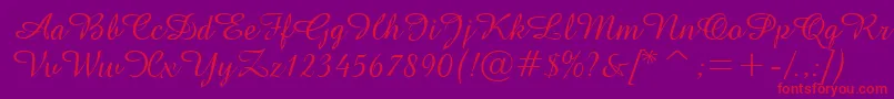 フォントGeAmazoniaScriptNormal – 紫の背景に赤い文字