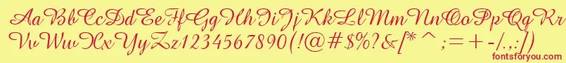 GeAmazoniaScriptNormal Font – Red Fonts on Yellow Background