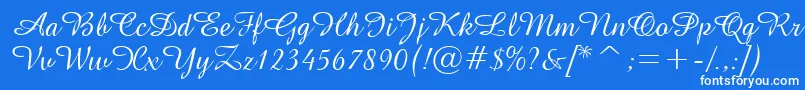 GeAmazoniaScriptNormal Font – White Fonts on Blue Background