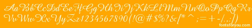 GeAmazoniaScriptNormal-Schriftart – Weiße Schriften auf orangefarbenem Hintergrund