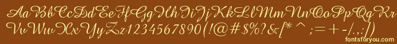 GeAmazoniaScriptNormal Font – Yellow Fonts on Brown Background