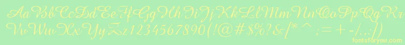 GeAmazoniaScriptNormal Font – Yellow Fonts on Green Background