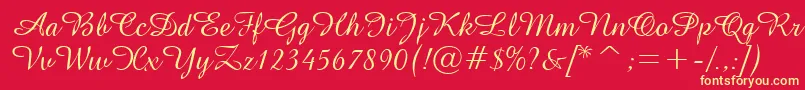 GeAmazoniaScriptNormal Font – Yellow Fonts on Red Background