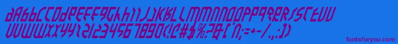 フォントValkyrieItalic – 紫色のフォント、青い背景