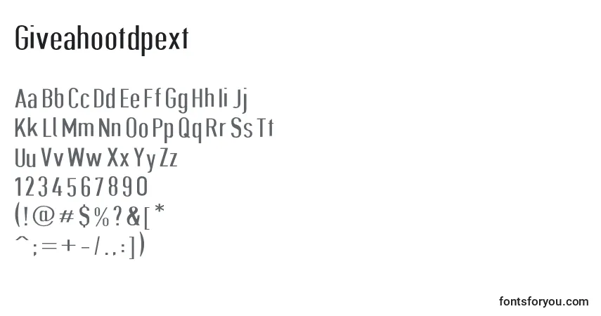 A fonte Giveahootdpext – alfabeto, números, caracteres especiais