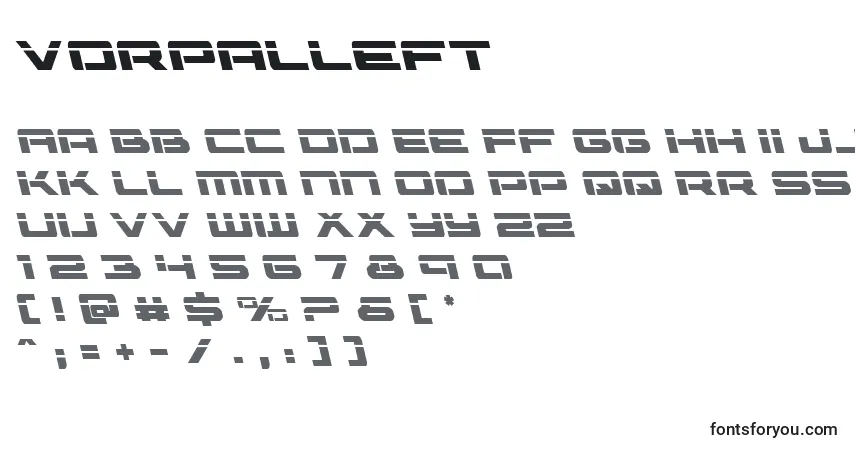 Schriftart Vorpalleft – Alphabet, Zahlen, spezielle Symbole