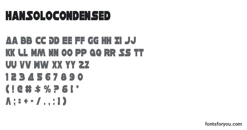 HanSoloCondensedフォント–アルファベット、数字、特殊文字