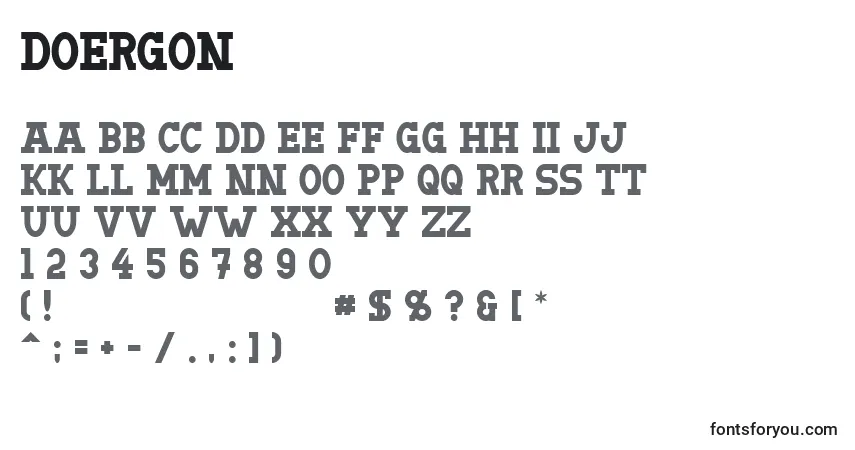 Czcionka Doergon – alfabet, cyfry, specjalne znaki