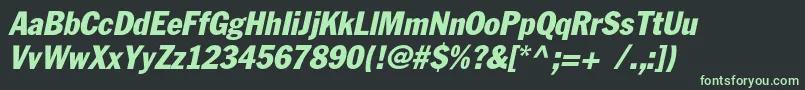 FagotcondensedcItalic-fontti – vihreät fontit mustalla taustalla