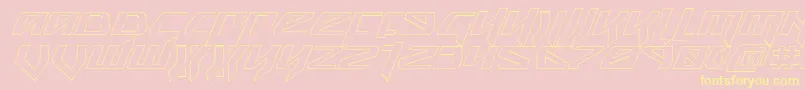 SnubfighterOutlineItalic-Schriftart – Gelbe Schriften auf rosa Hintergrund