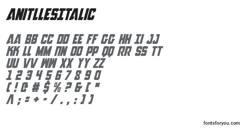 Шрифт AnitllesItalic – алфавит, цифры, специальные символы