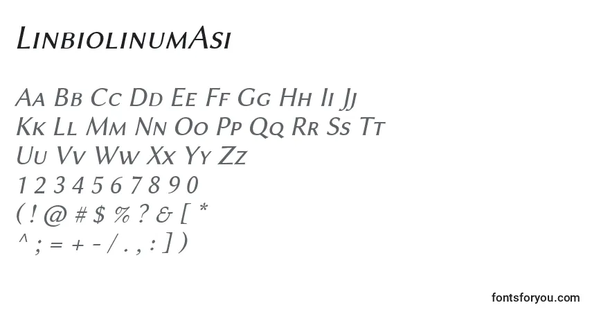 Шрифт LinbiolinumAsi – алфавит, цифры, специальные символы