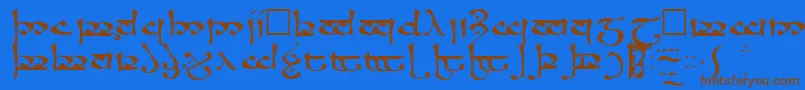 RosannaRegular-Schriftart – Braune Schriften auf blauem Hintergrund