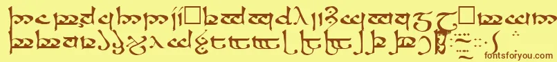 Weitere Informationen zur RosannaRegular-Schriftart RosannaRegular-Schriftart – Braune Schriften auf gelbem Hintergrund