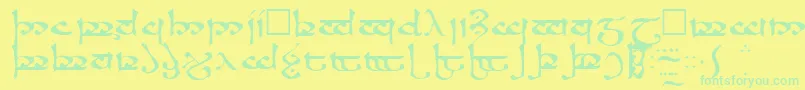 フォントRosannaRegular – 黄色い背景に緑の文字