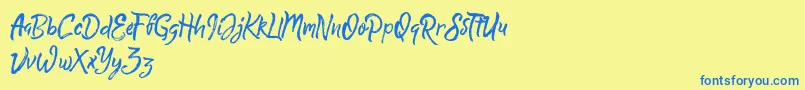 QuickSilverDemo Font – Blue Fonts on Yellow Background