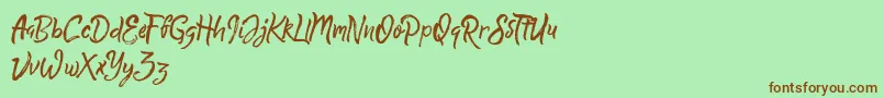 QuickSilverDemo Font – Brown Fonts on Green Background