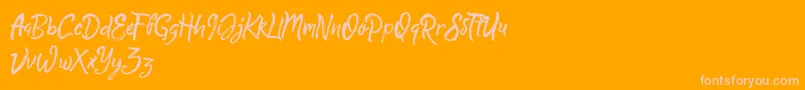 QuickSilverDemo-fontti – vaaleanpunaiset fontit oranssilla taustalla