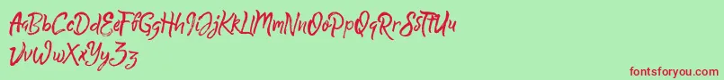 QuickSilverDemo-Schriftart – Rote Schriften auf grünem Hintergrund
