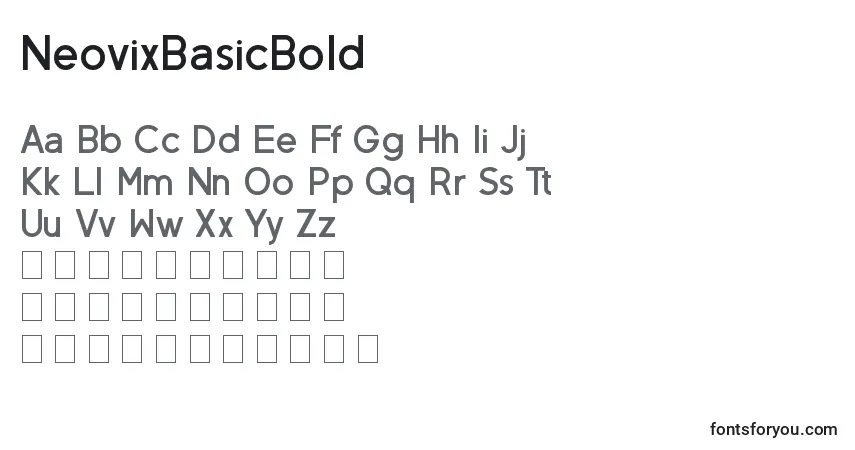 Шрифт NeovixBasicBold – алфавит, цифры, специальные символы