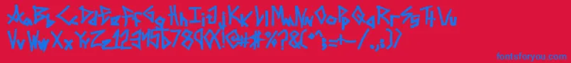 Mezzotick Font – Blue Fonts on Red Background