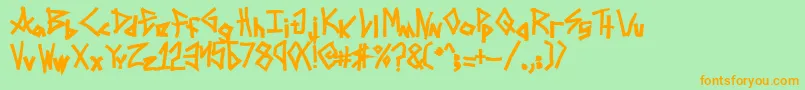 Weitere Informationen zur Mezzotick-Schriftart Mezzotick-Schriftart – Orangefarbene Schriften auf grünem Hintergrund