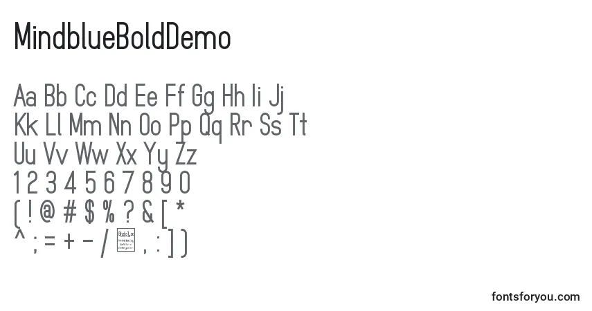 Шрифт MindblueBoldDemo – алфавит, цифры, специальные символы