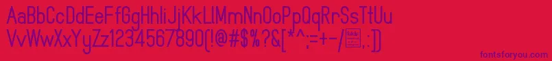 Czcionka MindblueBoldDemo – fioletowe czcionki na czerwonym tle