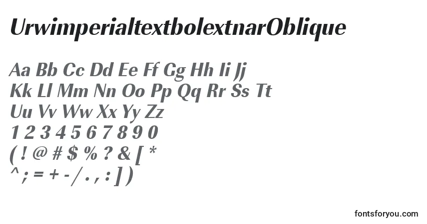 Czcionka UrwimperialtextbolextnarOblique – alfabet, cyfry, specjalne znaki