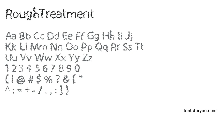 Czcionka RoughTreatment – alfabet, cyfry, specjalne znaki