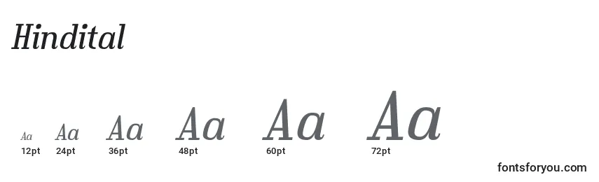 Größen der Schriftart Hindital