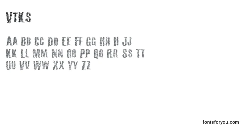 A fonte Vtks36 – alfabeto, números, caracteres especiais