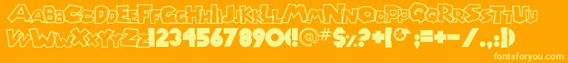 Chlorinap-fontti – keltaiset fontit oranssilla taustalla