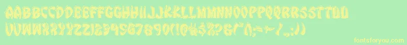 Eggrollbevel-Schriftart – Gelbe Schriften auf grünem Hintergrund