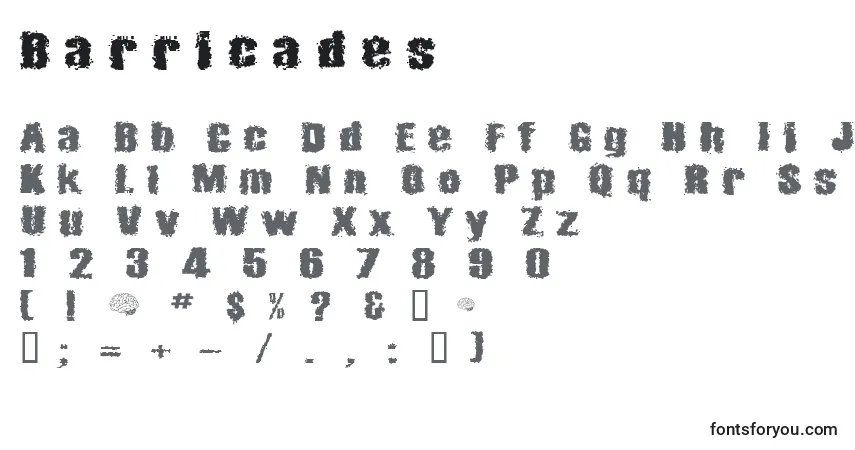 Fuente Barricades - alfabeto, números, caracteres especiales