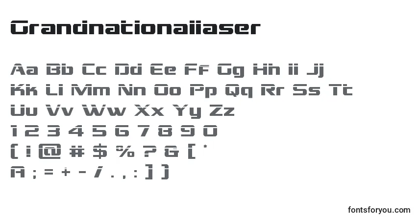 Шрифт Grandnationallaser – алфавит, цифры, специальные символы