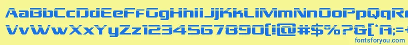 フォントGrandnationallaser – 青い文字が黄色の背景にあります。