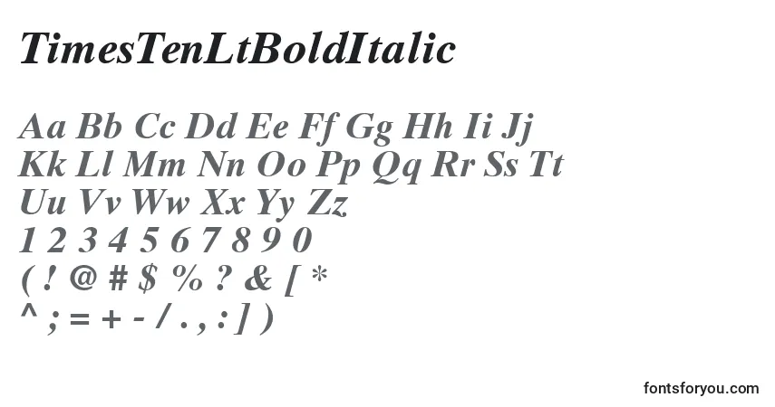 Czcionka TimesTenLtBoldItalic – alfabet, cyfry, specjalne znaki