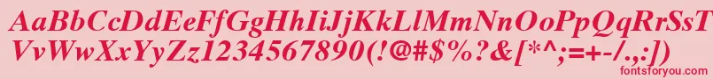 Czcionka TimesTenLtBoldItalic – czerwone czcionki na różowym tle