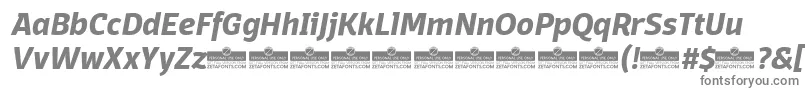 DomotikaBoldItalicTrial-fontti – harmaat kirjasimet valkoisella taustalla