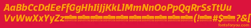 DomotikaBoldItalicTrial Font – Orange Fonts on Red Background