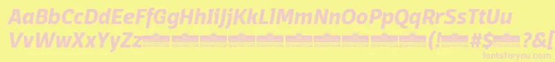 Шрифт DomotikaBoldItalicTrial – розовые шрифты на жёлтом фоне